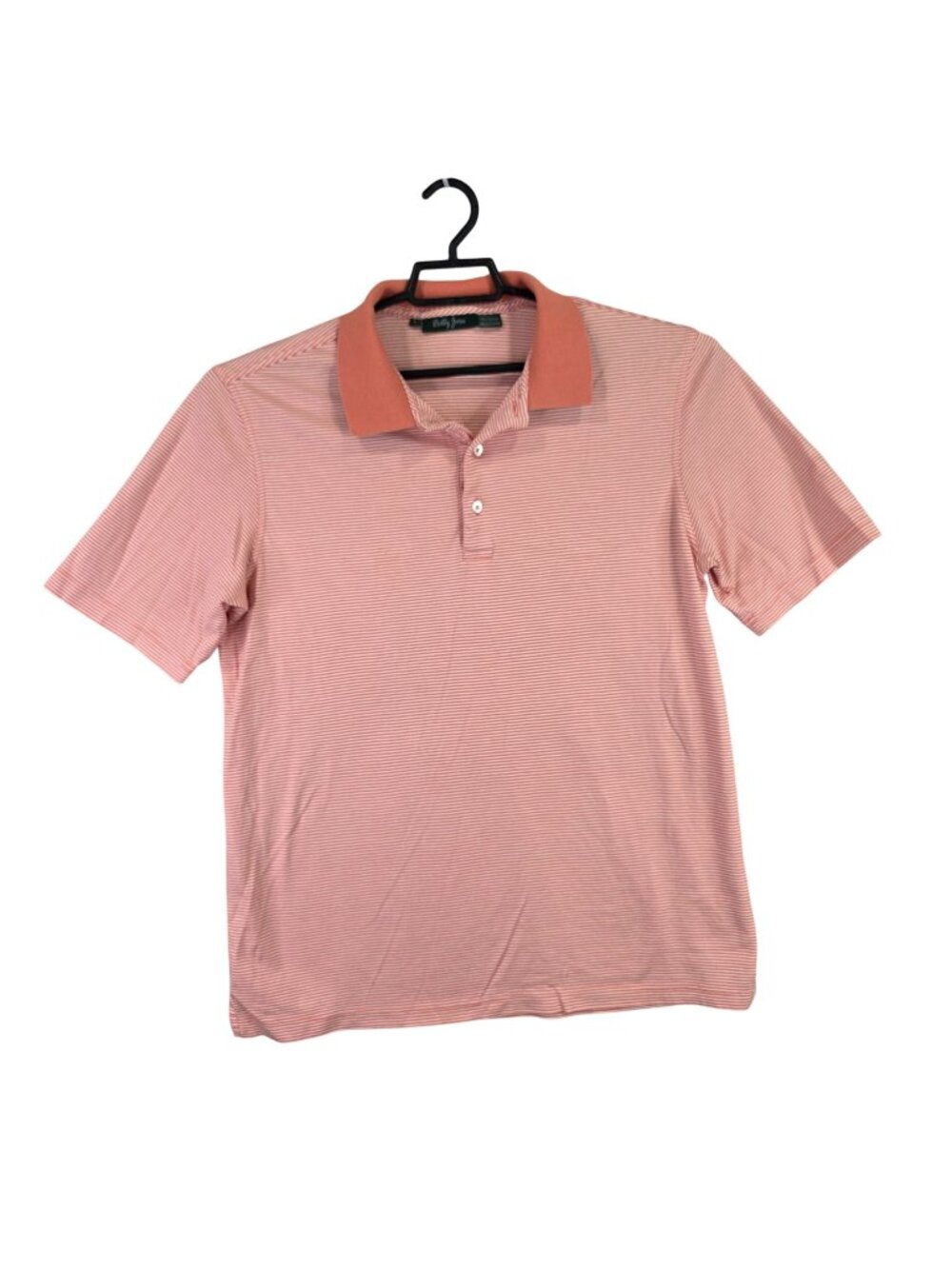 Mens Bobby Jones Orange White Striped Golf Polo Shirt 100% Cotton Short Sleeve L